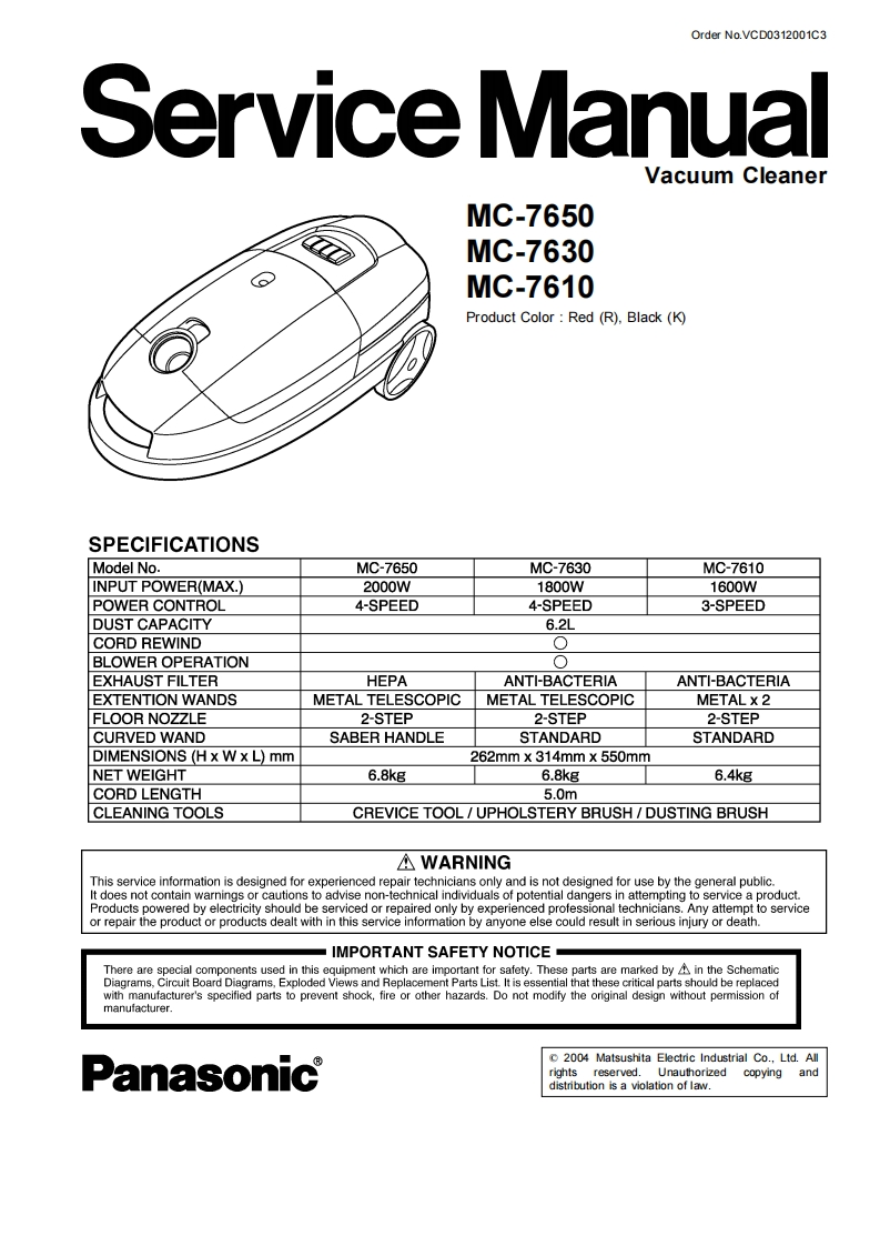 松下MC-7650维修手册