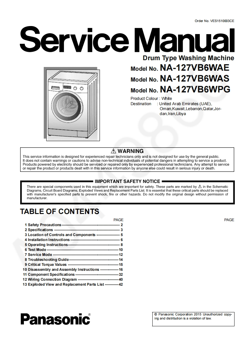 松下NA-127VB6W维修手册