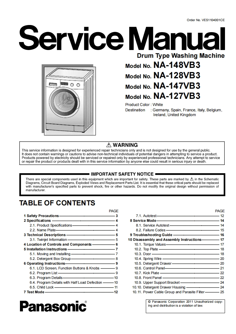 松下NA-128VB3维修手册