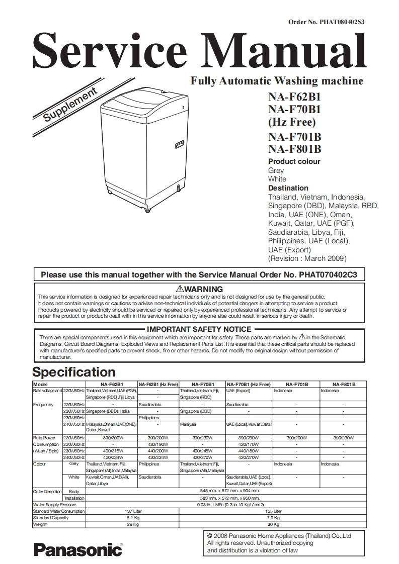 松下NA-F62B1维修手册