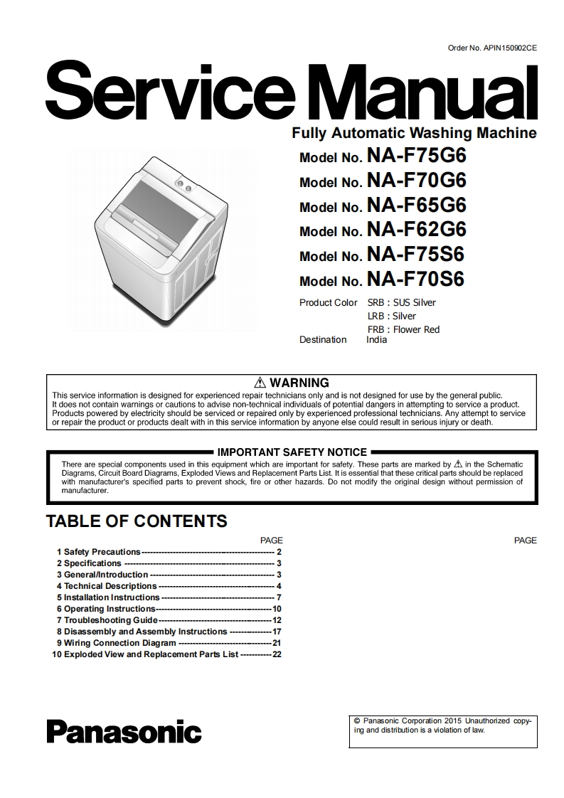 松下NA-F62G6维修手册