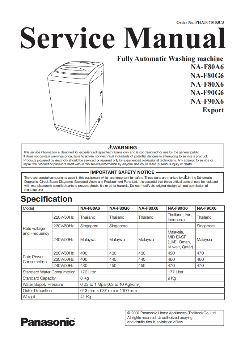 松下NA-F80A6维修手册