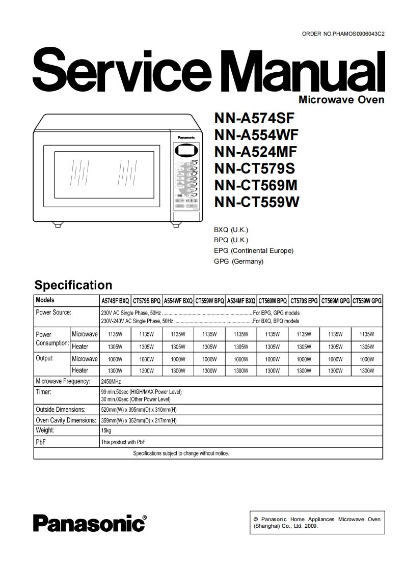 松下NN-A554WF(GPG)维修手册