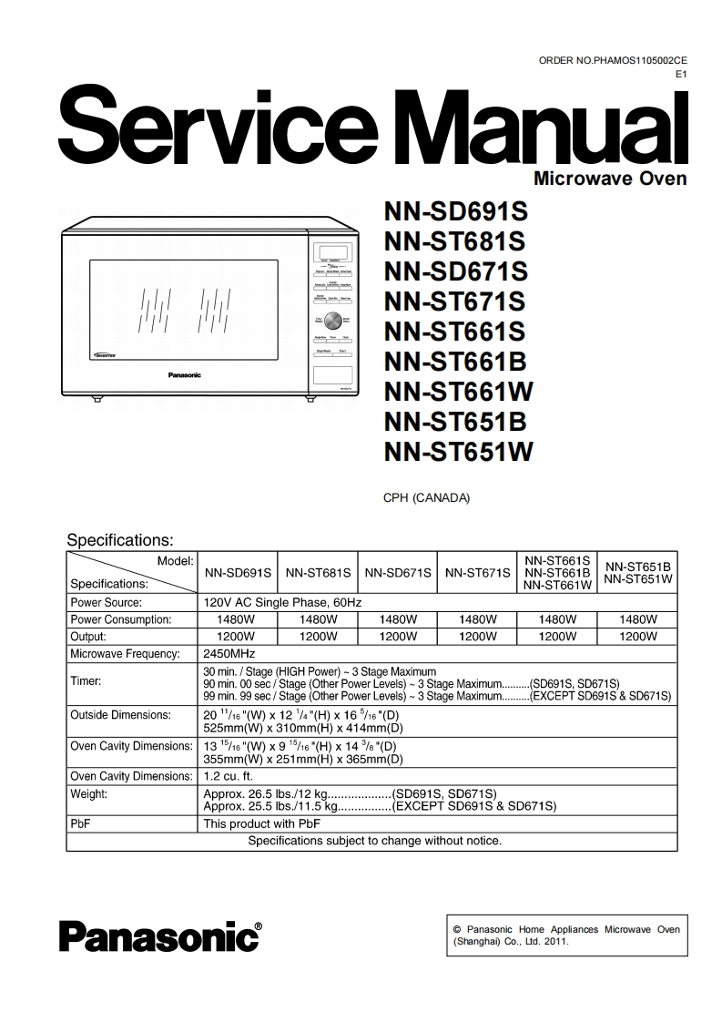 松下NN-SD671S(CPH)维修手册