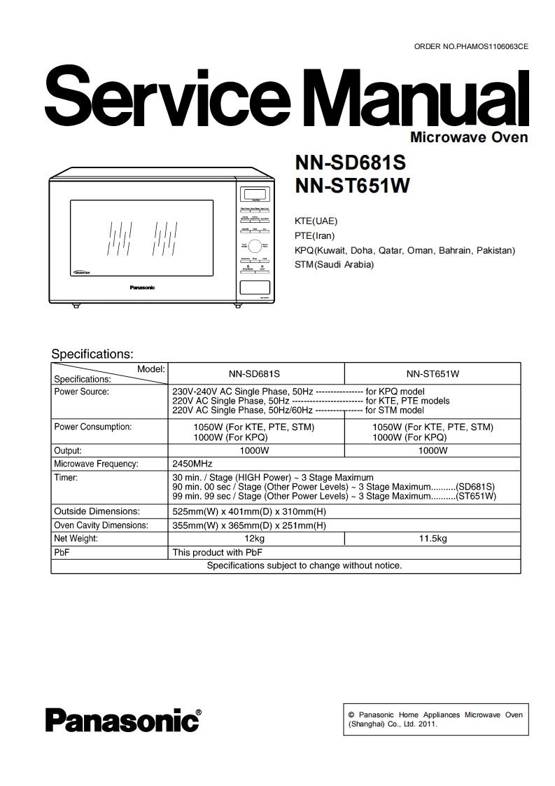 松下NN-SD681S(PTE)维修手册
