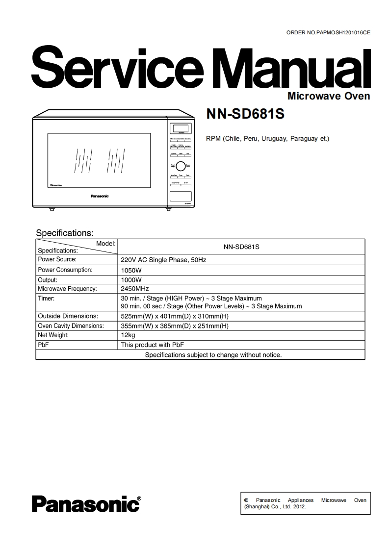 松下NN-SD681S(RPM)维修手册
