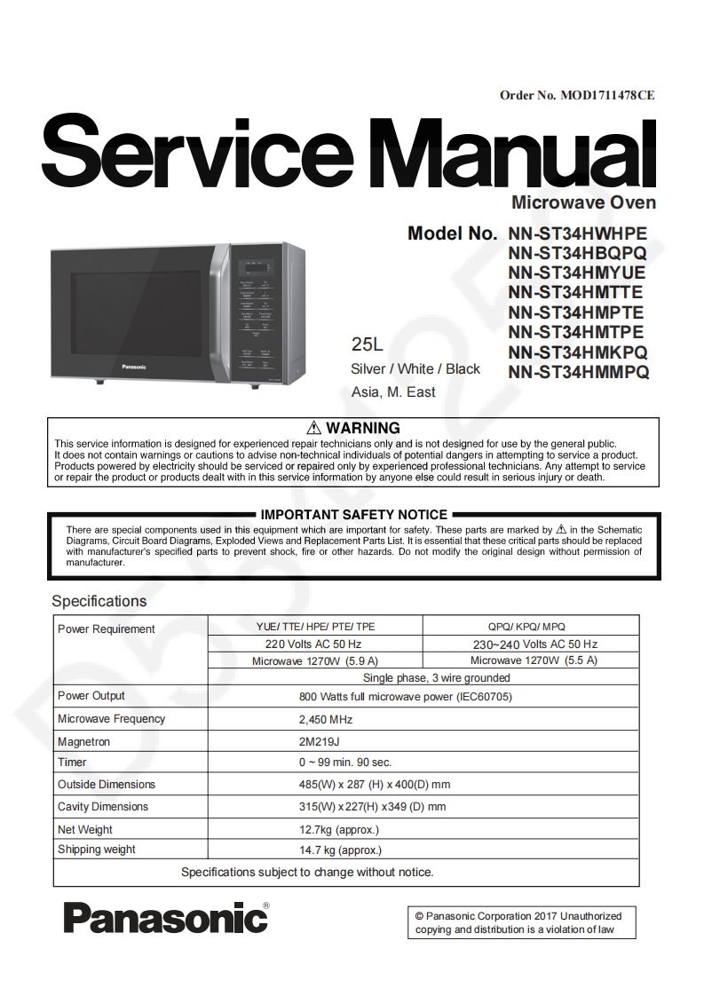 松下NN-ST34HMKPQ维修手册