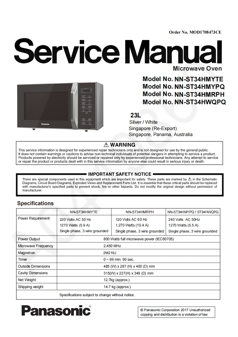 松下NN-ST34HMYTE维修手册