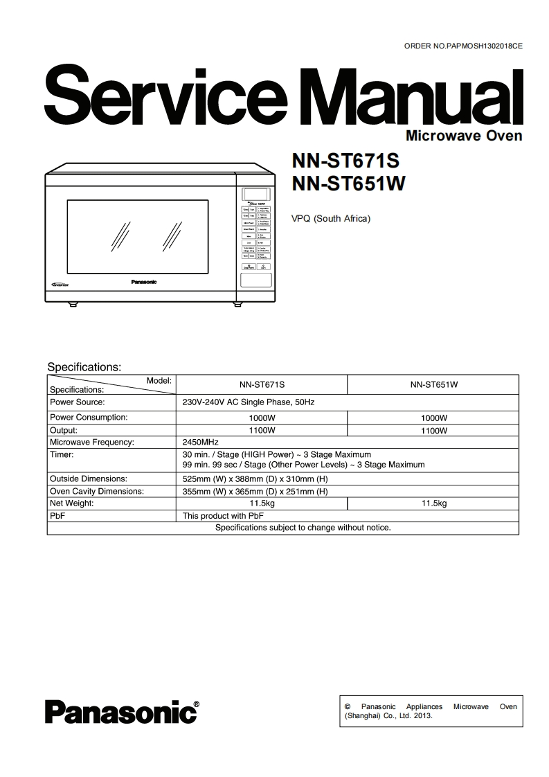 松下NN-ST671S(VPQ)维修手册