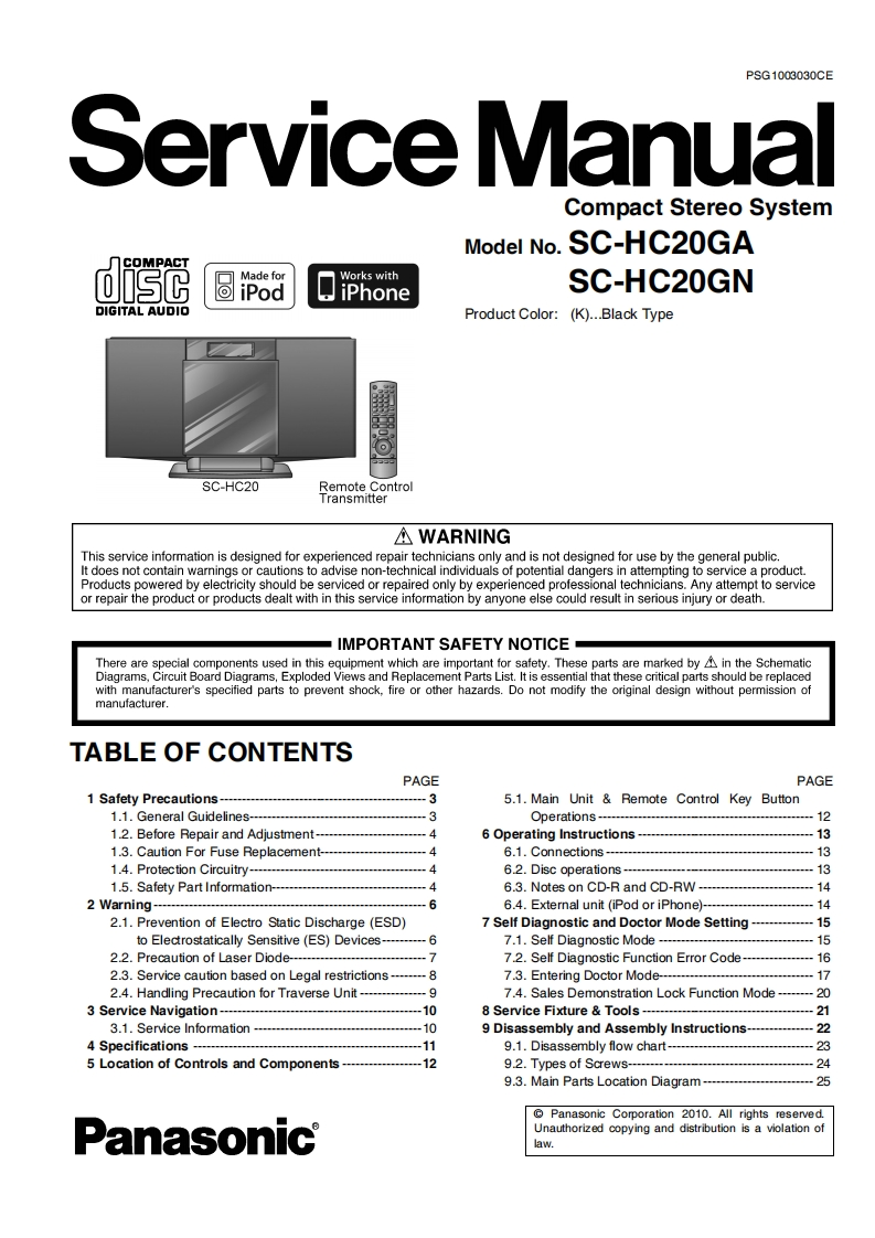 松下SC-HC20GA维修手册