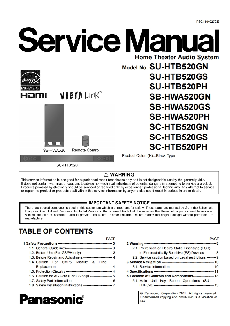 松下SC-HTB520维修手册