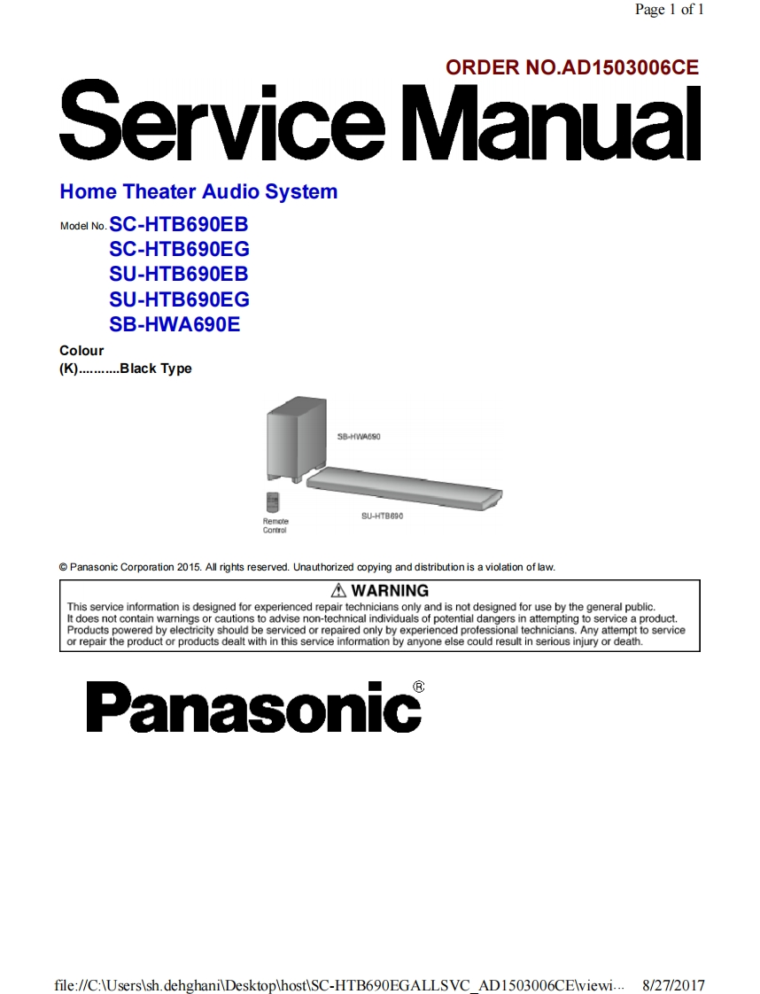 松下SC-HTB690Ewithpartlist维修手册
