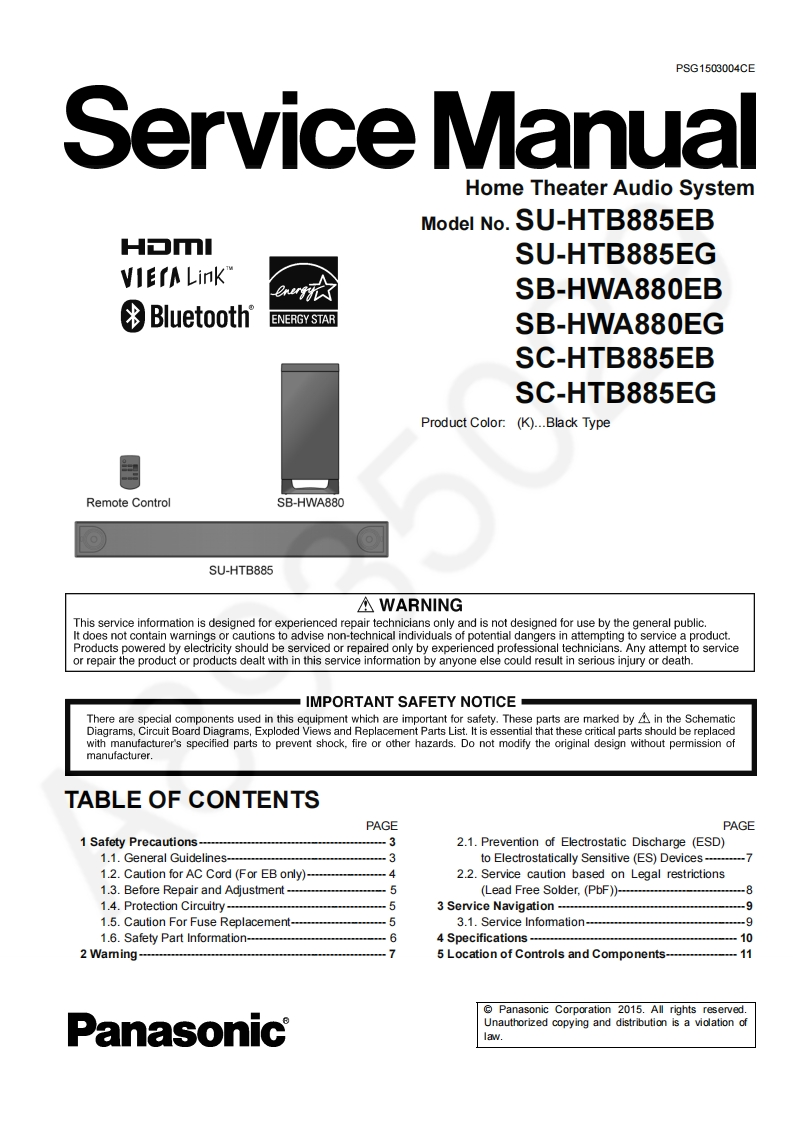 松下SC-HTB885EG维修手册