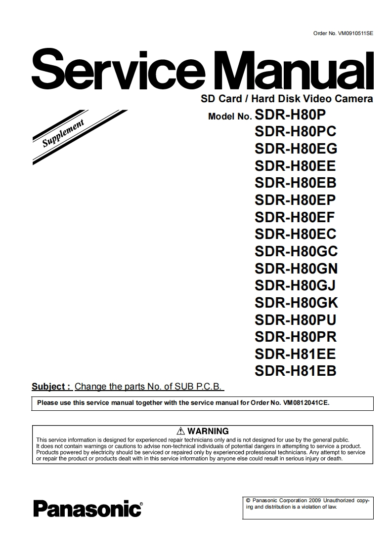 松下SDR-H80维修手册
