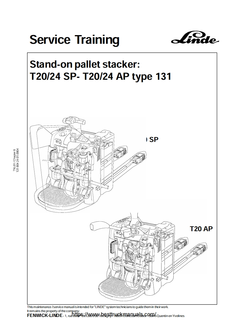 林德Linde-T20-24-Stand-on-Pallet-Stacker-Service-Training-Manual-PDF