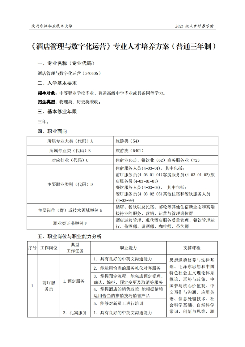 林职业技术大学2025级人才培养方案主管理与数字化运营专业人才培养方案(通三年制)