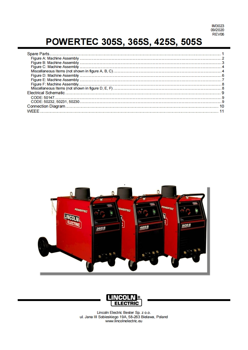林肯焊机POWERTEC-305S--365S--425S--505S含电器原理图-找手册网