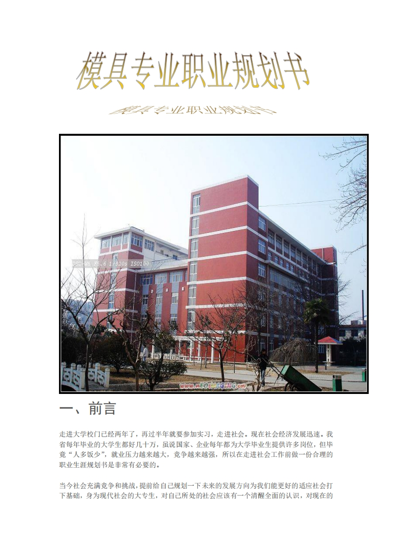 模具专业职业规划书