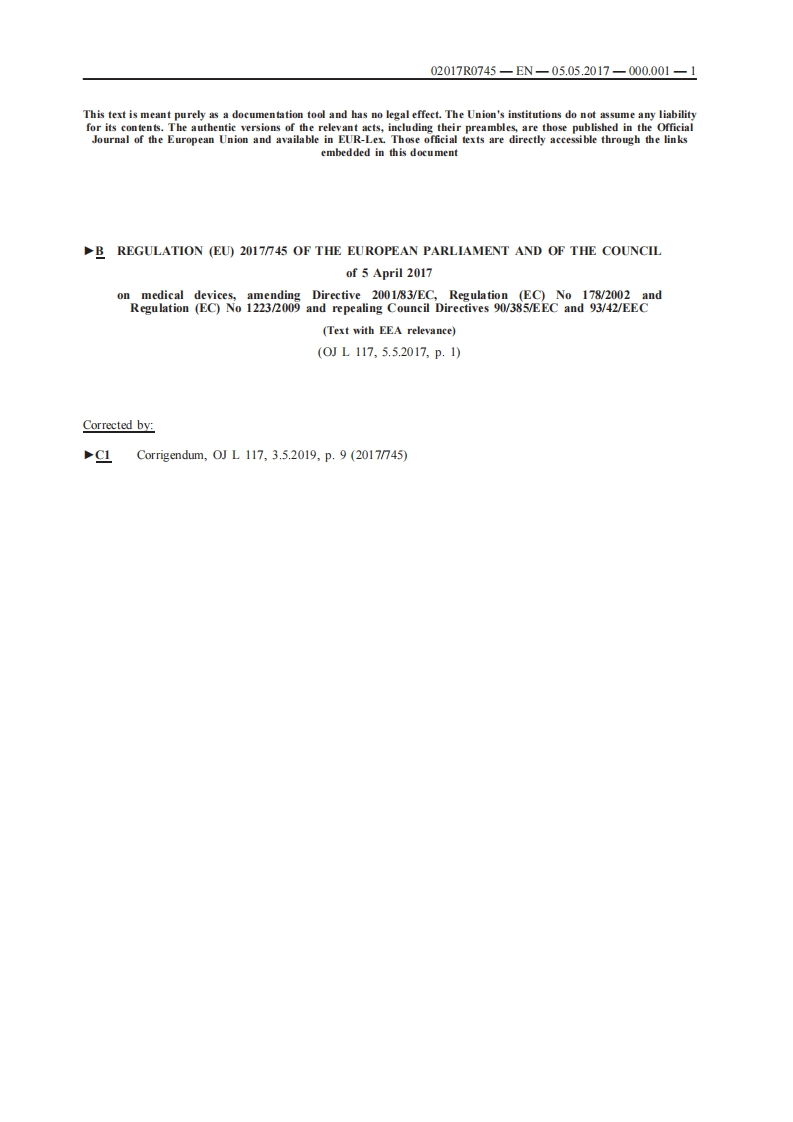 欧盟-MDR-2017-745-EU