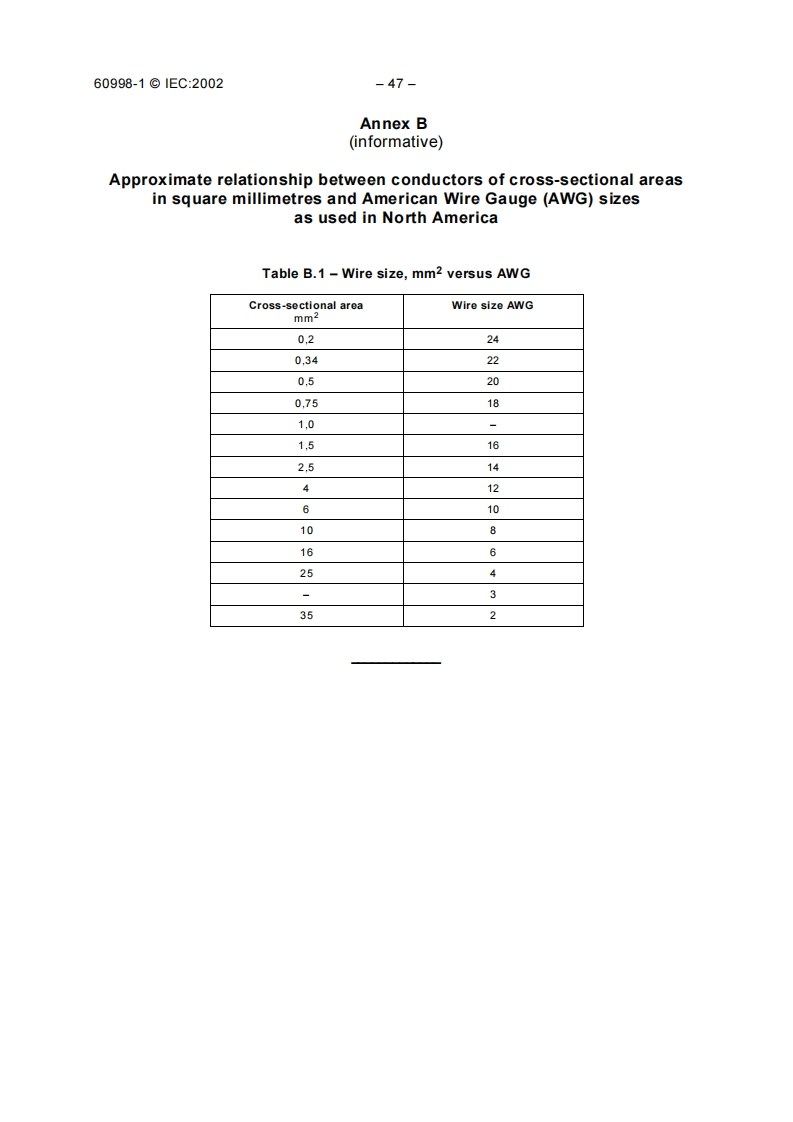 欧盟常用线材线径对照