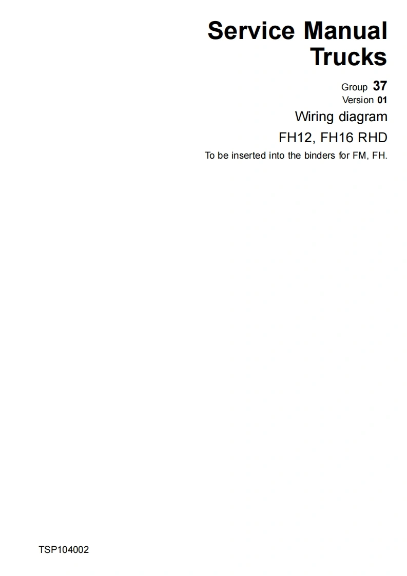 沃尔沃卡车Volvo-FH12-FH16-RHD-Wiring-Diagramc-Wiri维修电器原理图手册-找手册网