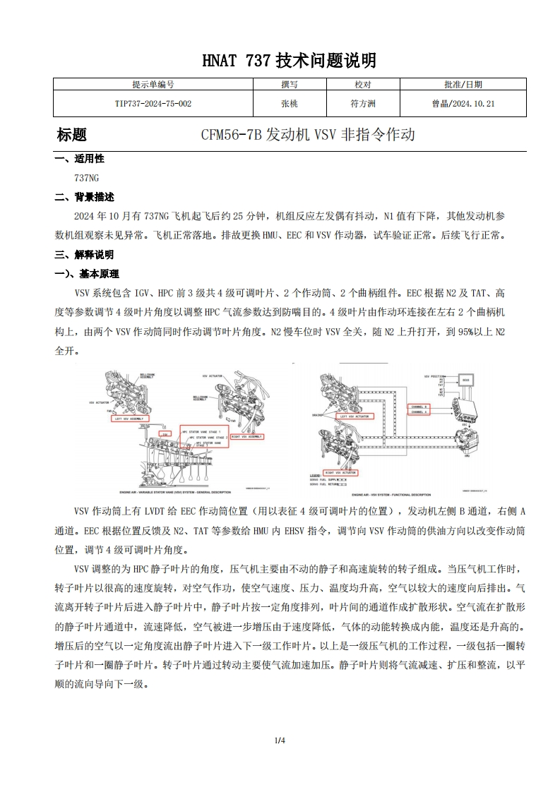 波音737飞机CFM56-7B发动机VSV非指令作动