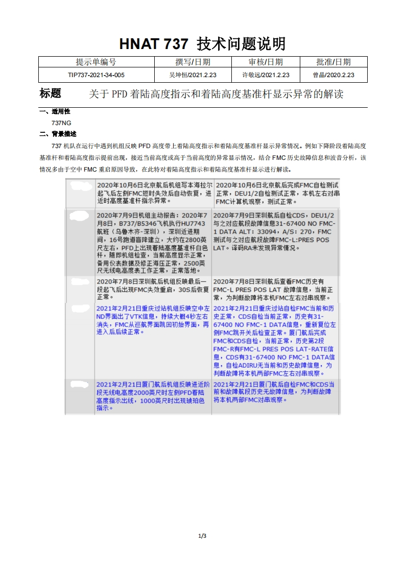 波音737飞机关于PFD着陆高度指示和着陆高度基准杆显示异常的解读