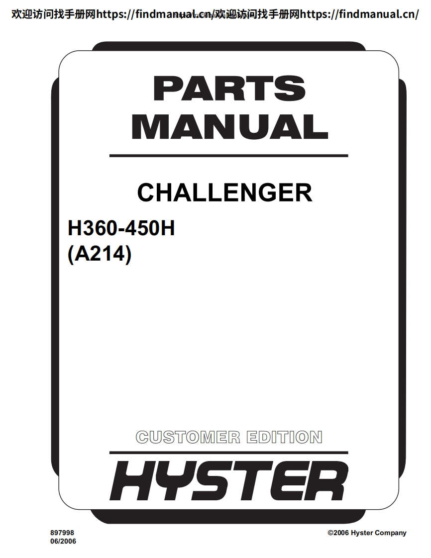 海斯特叉车Hyster-H360-450H-(A214)-Parts-Manual维修手册含电器液压原理图