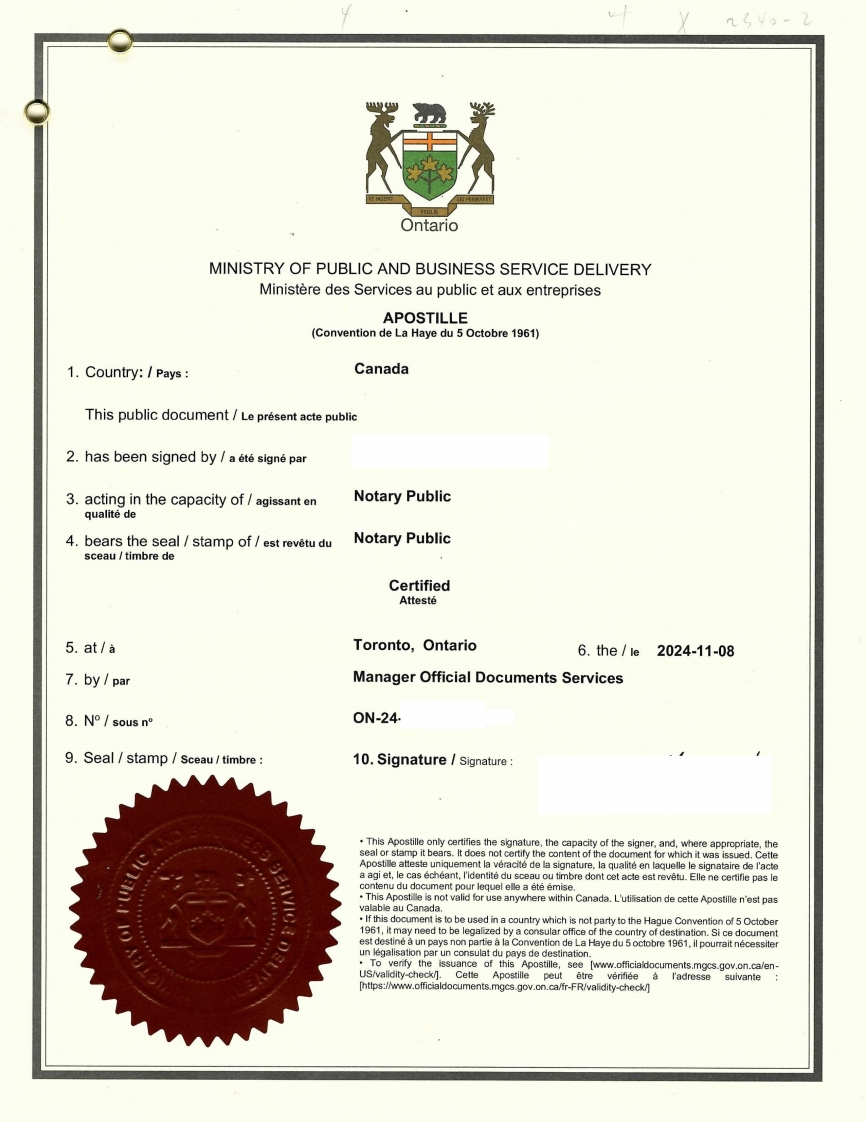 海牙认证-发展公司注册文件-样本