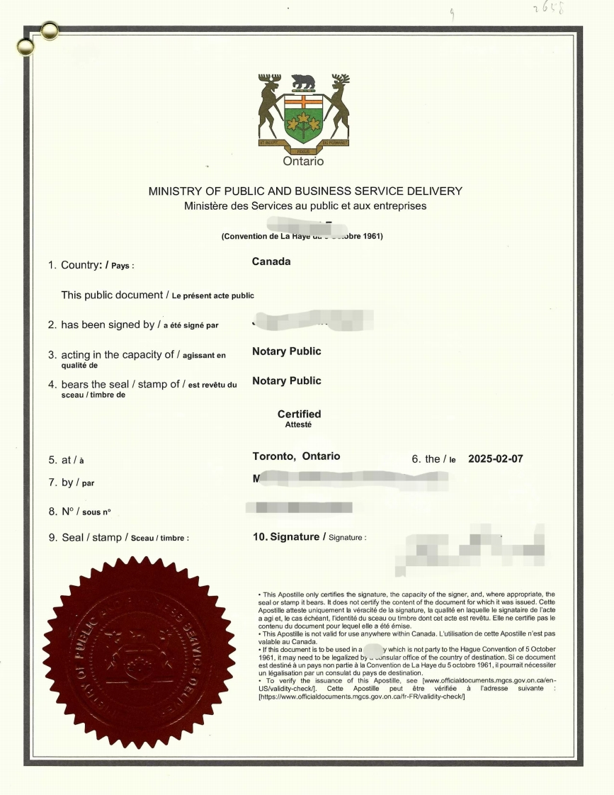 海牙认证样本-无犯罪记录