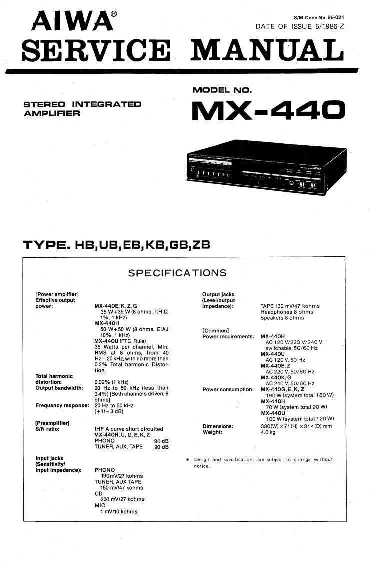 爱华Aiwa-MX-440-维修手册