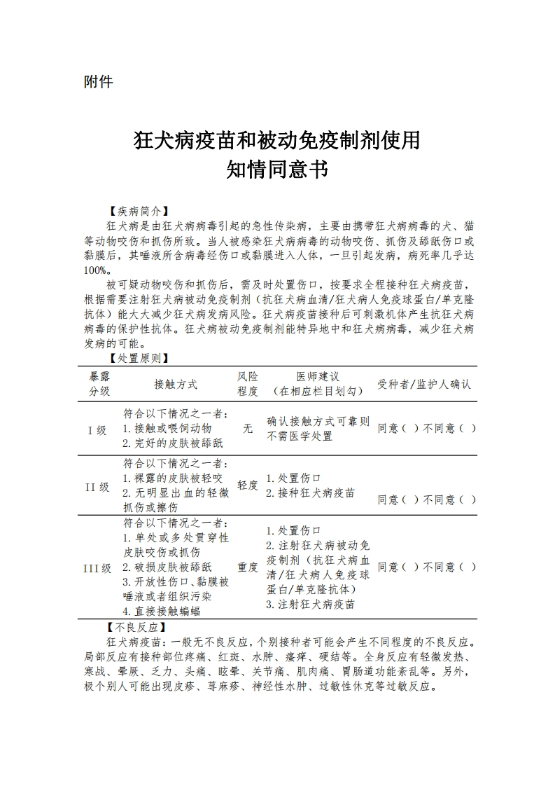 狂犬病疫苗和被动免疫制剂使用知情同意书(1)