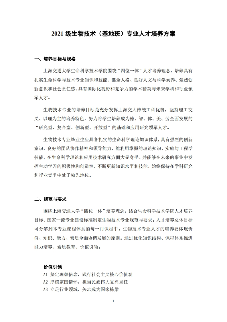 生物技术（基地班）专业人才培养方案2021(1)