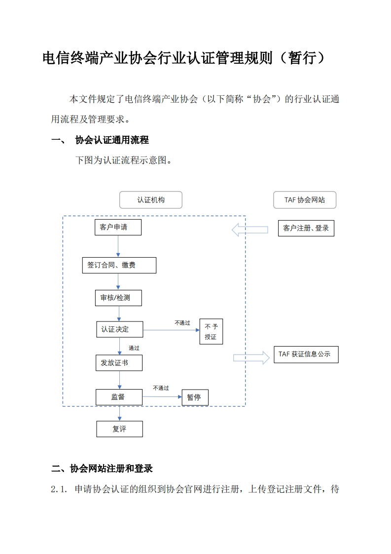 电信终端产业协会行业认证管理规则（暂行）
