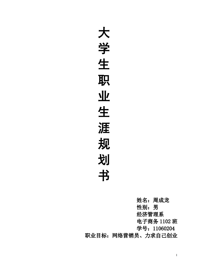 电子商务大学生职业生涯规划书