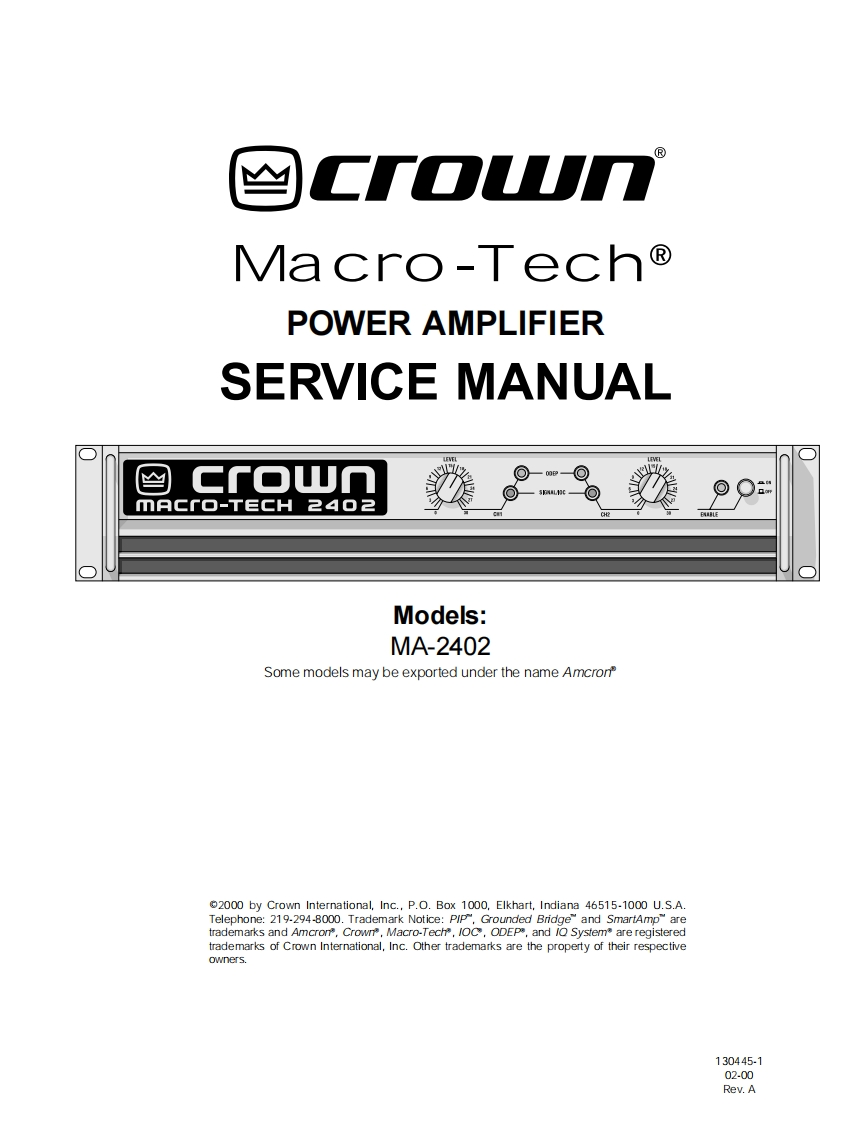 皇冠CROWN-2402功放维修手册维修手册电路图-找手册网