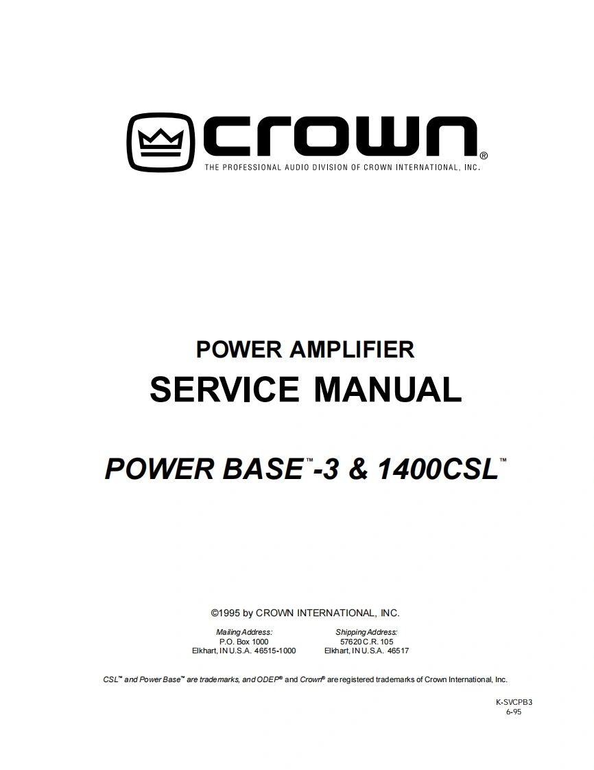 皇冠CROWN-PB3-1400CSL-Service-Manual维修手册电器原理图-找手册网