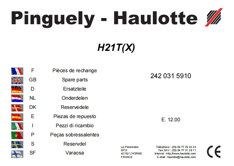 皓乐特HAULOTTE-H21-etter-desember-2000说明书含电器液压原理图