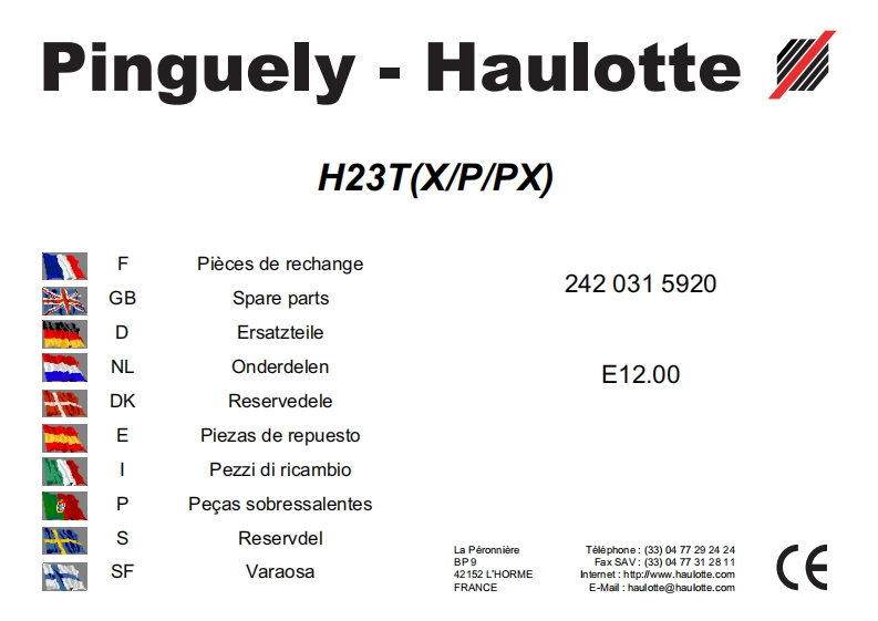 皓乐特HAULOTTE-H23-etter-desember-2000说明书含电器液压原理图