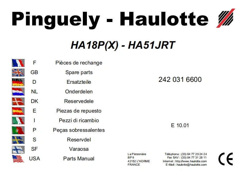 皓乐特HAULOTTE-HA18P-etter-oktober-2001说明书含电器液压原理图