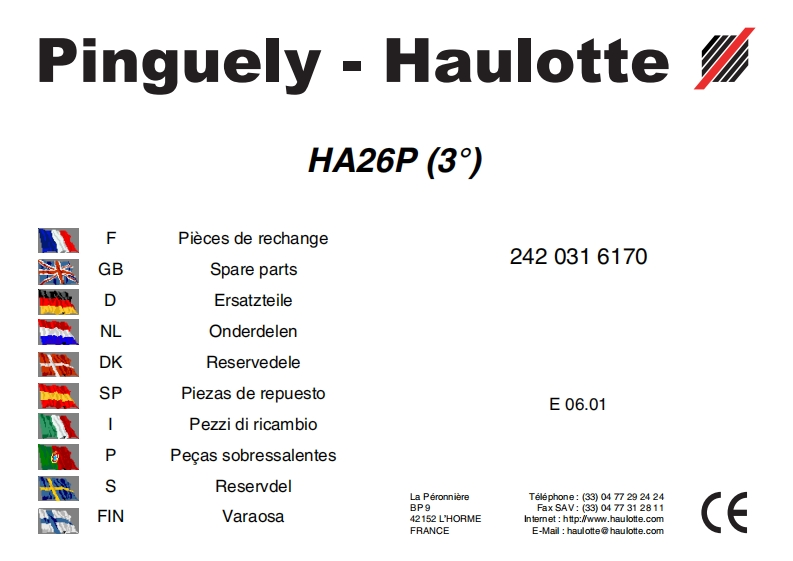 皓乐特HAULOTTE-HA26P-etter-juni-2001说明书含电器液压原理图