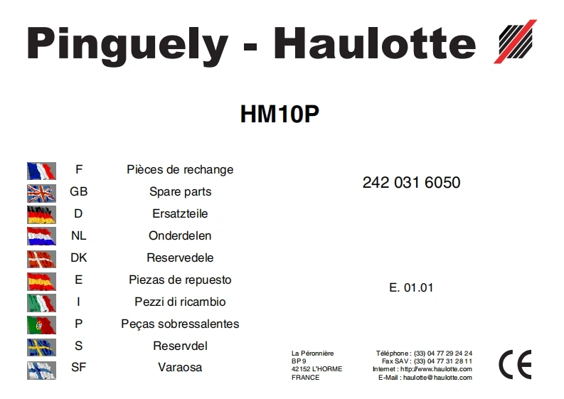 皓乐特HAULOTTE-HM10-etter-januar-2001说明书含电器液压原理图