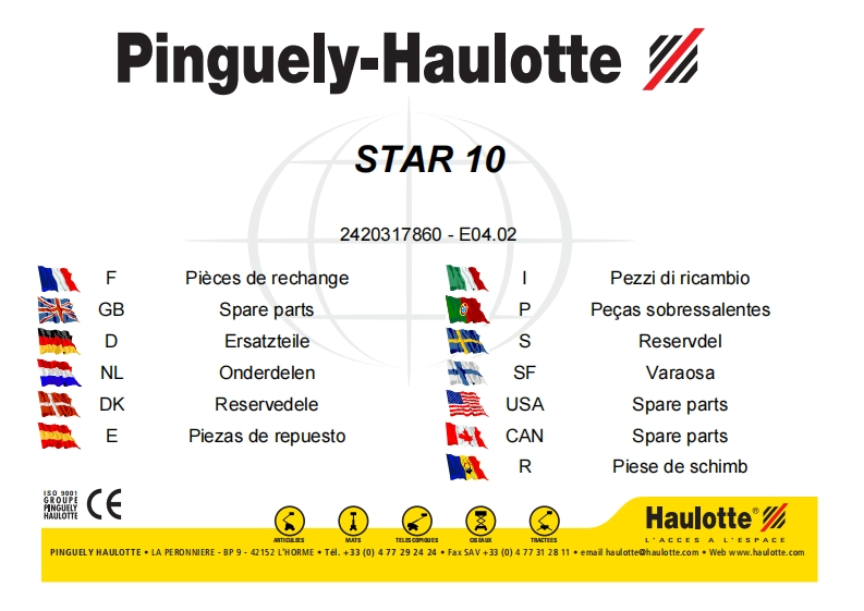 皓乐特HAULOTTE-Star10-etter-april-2002说明书含电器液压原理图