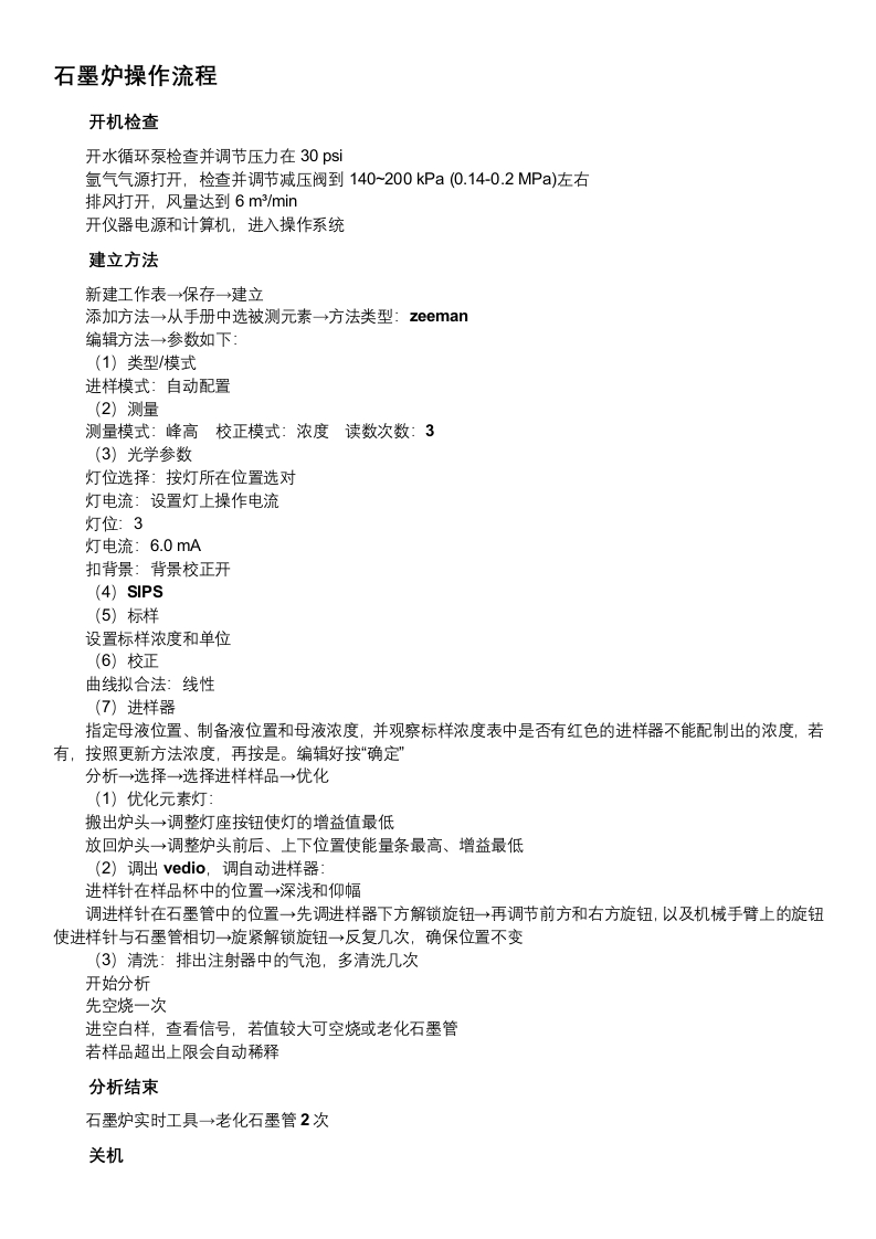 石墨炉操作流程