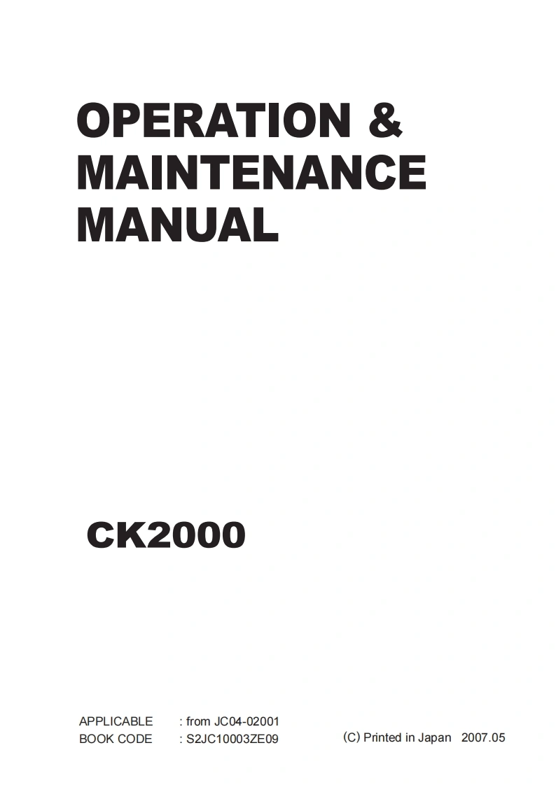 神钢CK2000-II-操作与维修说明书手册含电器液压原理图