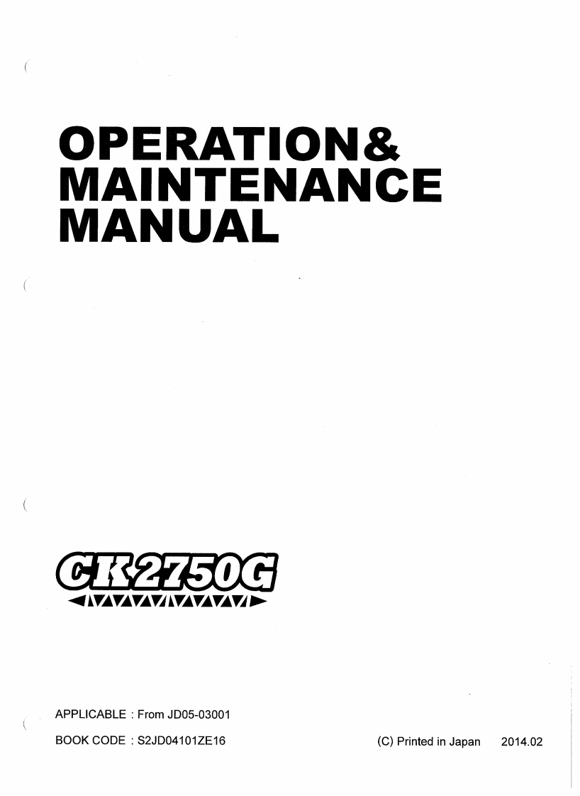 神钢CK2750G-Operation-Maintenance-Manual操作与维护说明书手册含电器液压原理图