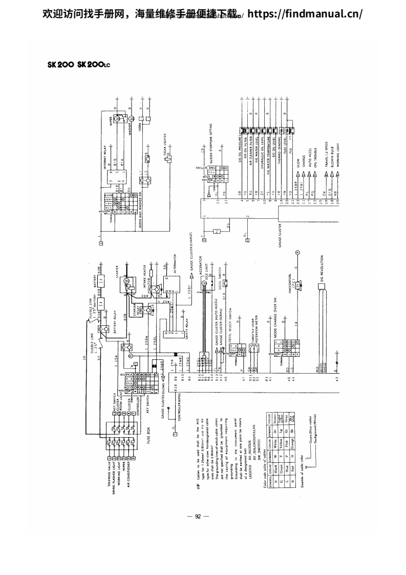 神钢挖掘机Kobelco-Sk200-3-Electrical-Wiring-Diagram挖掘机维修手册含电器液压原理图