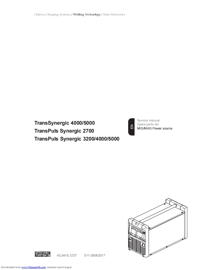 福尼斯sTransSynergic4000_5000TransPulsSynergic2700TransPulsSynergic3200_4000_5000方维修手册SparepartslistMIG_MAGPowersource-找手册网