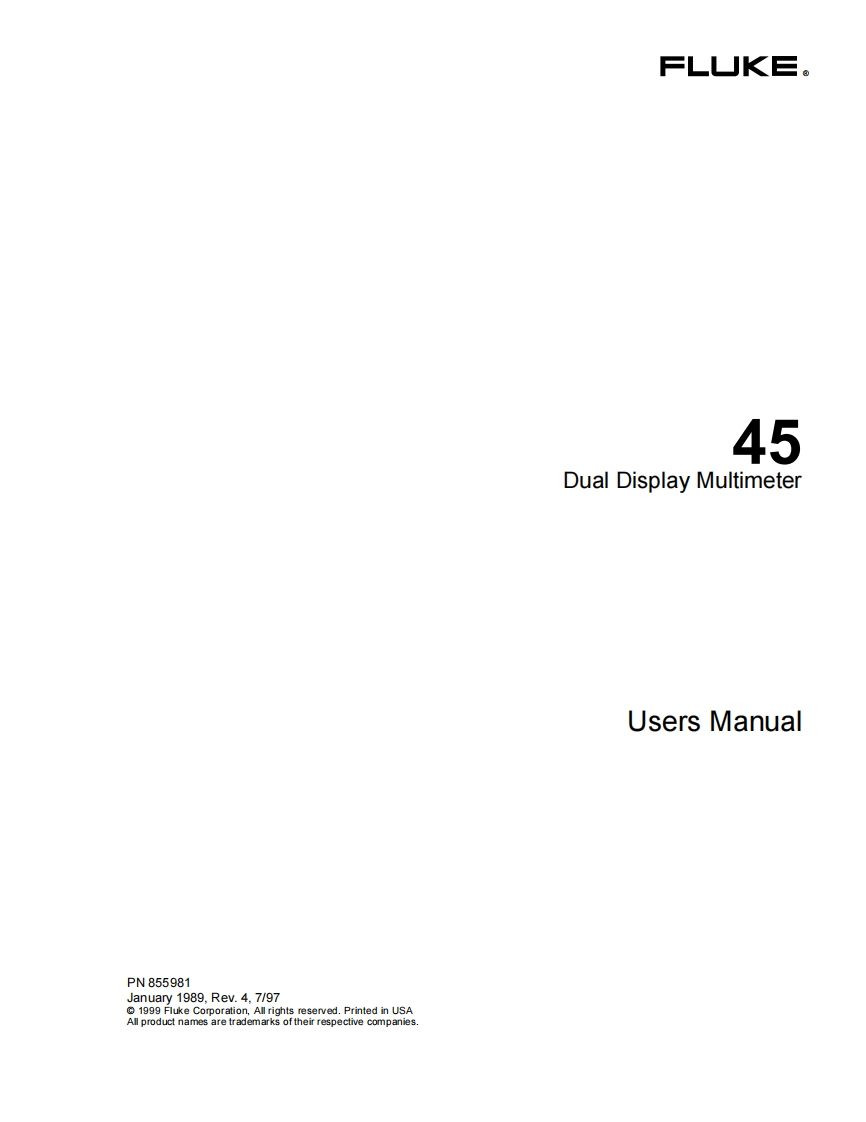 福禄克45--操作说明书手册维修手册含电器原理图