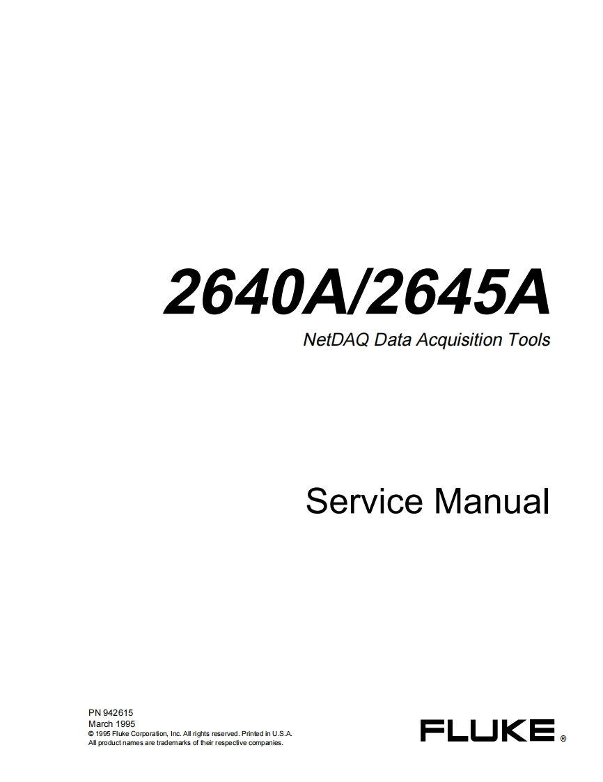 福禄克FLUKE-2640A--2645A-Service维修手册含电器原理图